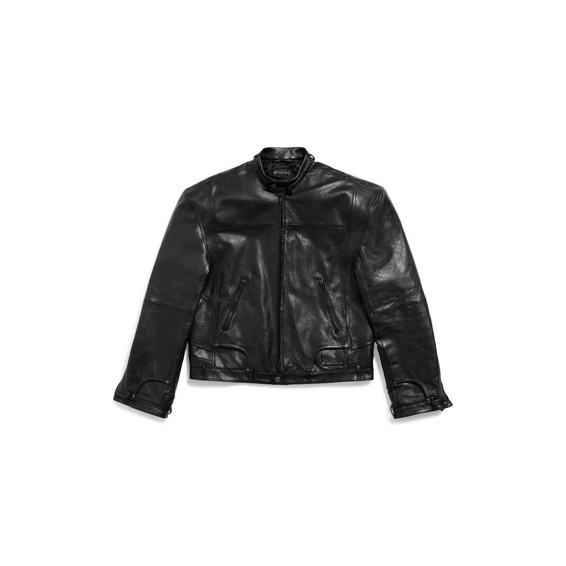 o1bcso1str1025 Deconstructed Zip-Up Jacket in Black