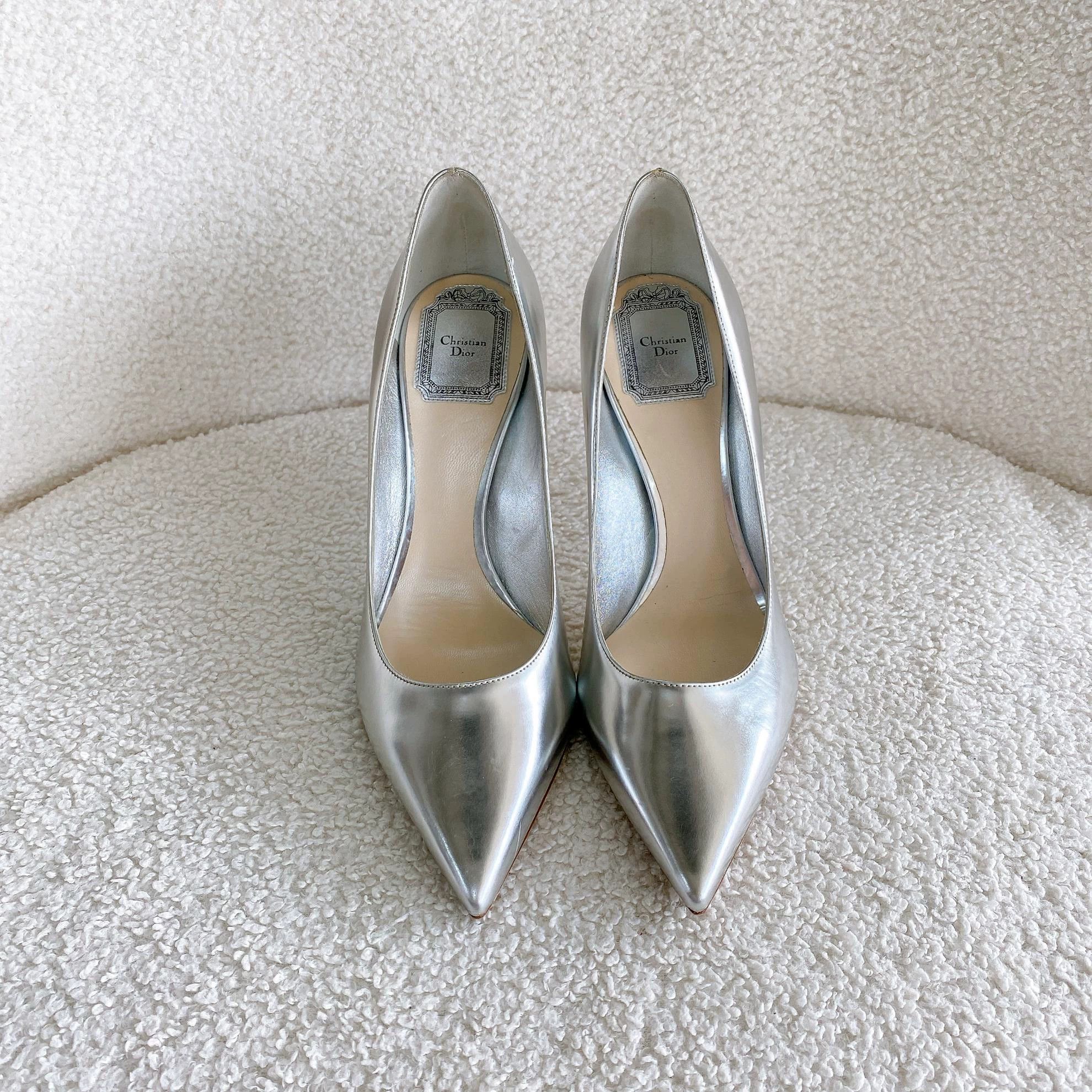Christian Dior Monsieur Christian Dior Silver Heels 37 7681 Size US 6.5 / IT 36.5 - 2 Thumbnail