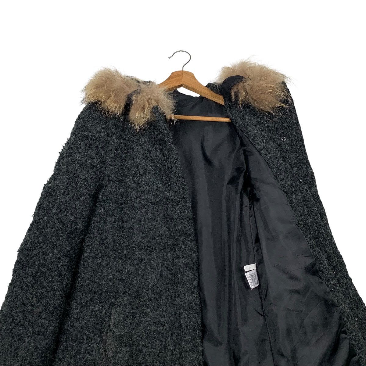 Japanese Brand GALCONINA Racoon Fur Hoodie Wool Jacket #2291-C102 Size S / US 4 / IT 40 - 11 Thumbnail