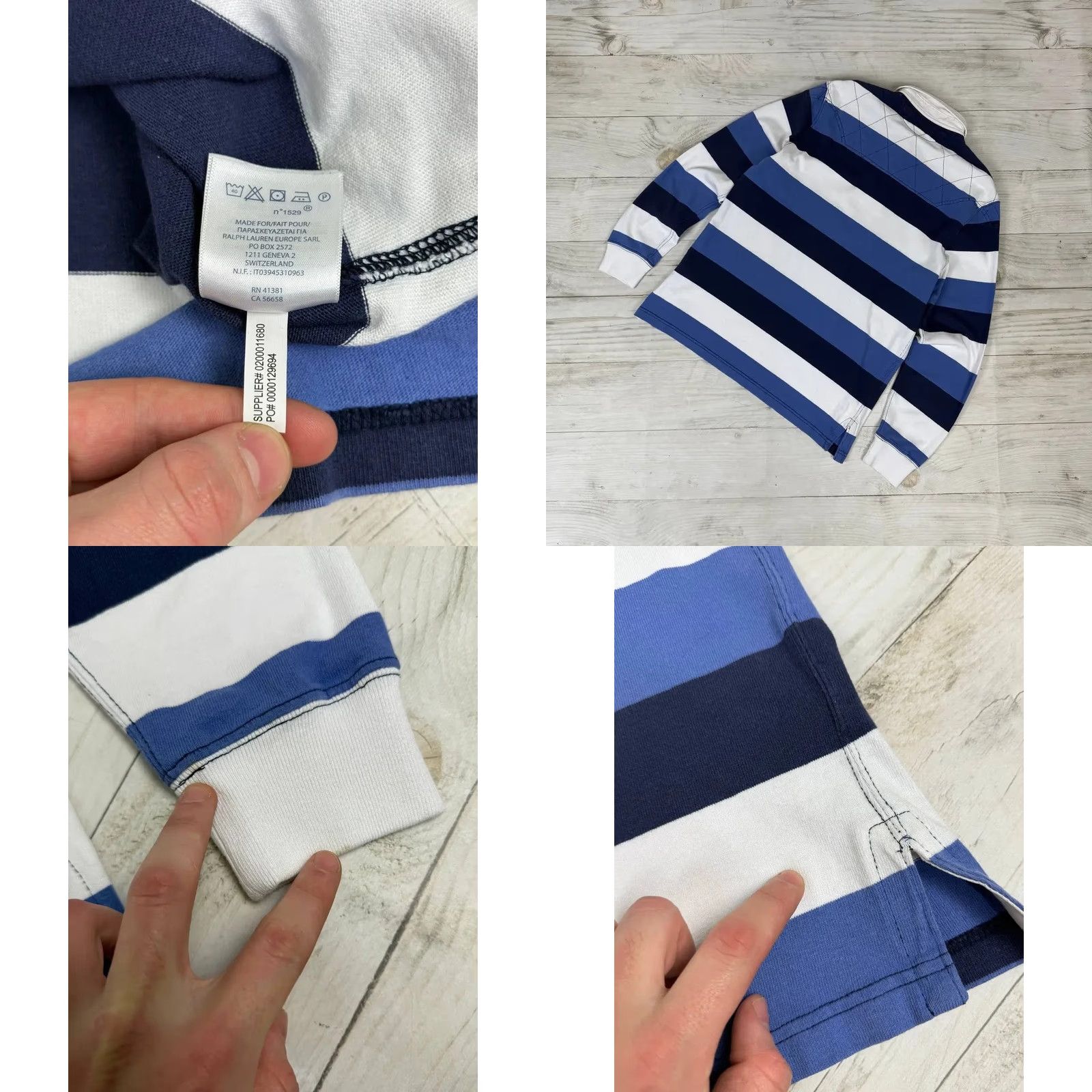 Polo Ralph Lauren VINTAGE Polo Ralph Lauren Rugby Shirt Striped Polo Shirt Long Sleeve Men M Blue Size US M / EU 48-50 / 2 - 8 Thumbnail