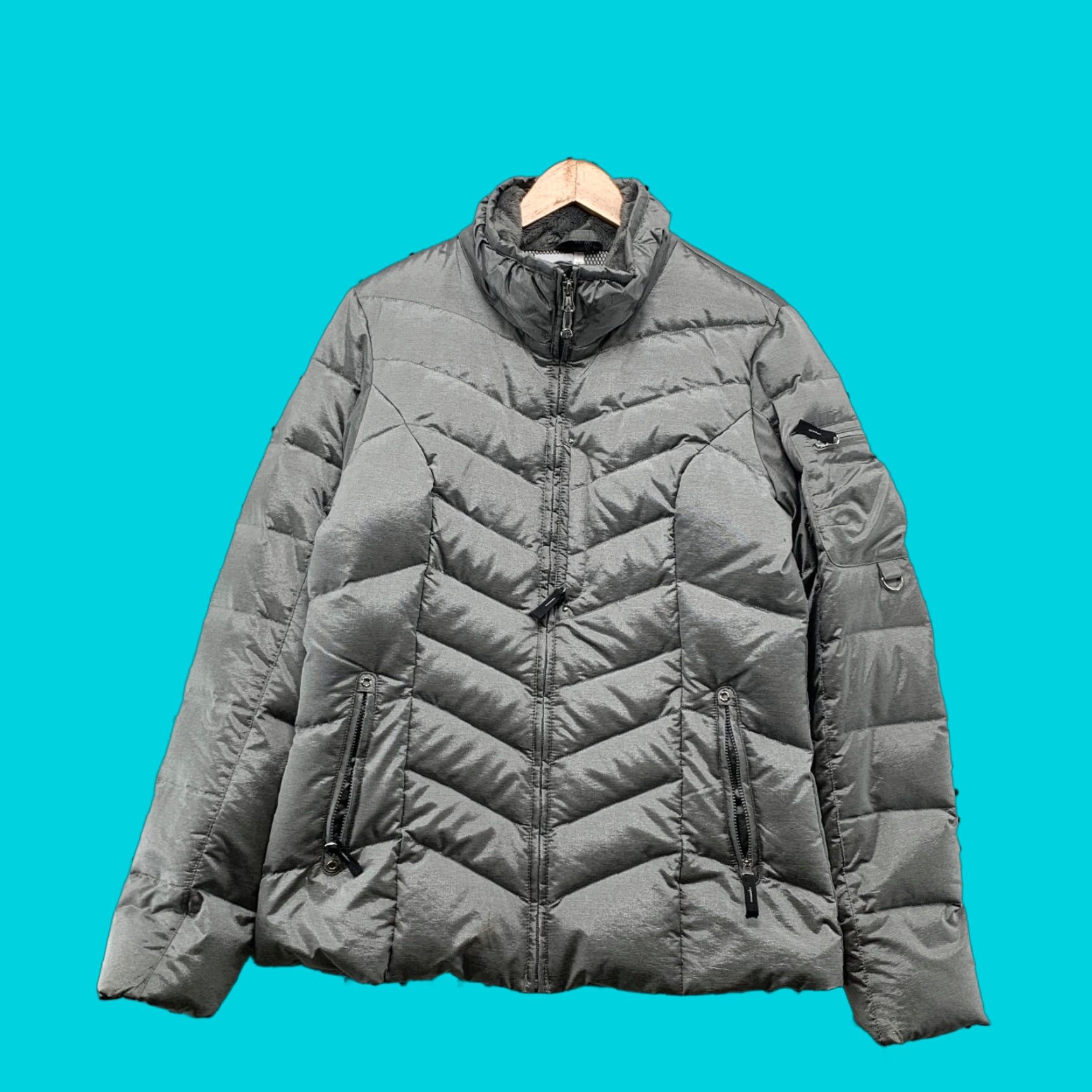 VINTAGE Eddie Bauer Puffer Down Ski Jacket Mens M Gray Silver Goose Premium 19.5x27 Ski Puffer Jacket Mens M Gray Silver Goose Premium 19.5x27