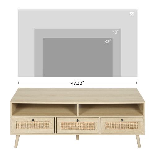 Designer × Homemade Rattan TV Stand with Solid Wood Feet, TV Console Table for L Size US L / EU 52-54 / 3 - 6 Thumbnail