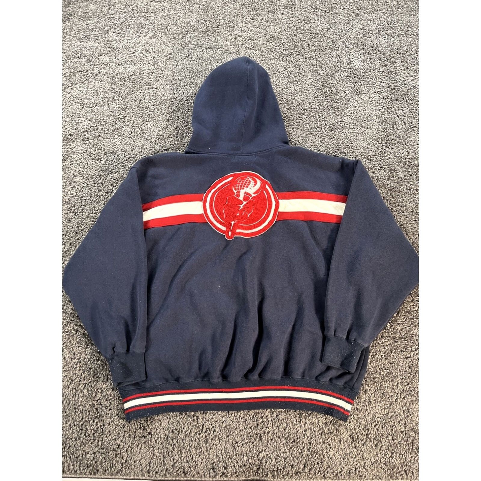 Vintage VINTAGE The Source Hoodie Men 2XL Embroidered Blue 90s Hip Hop Street Wear Pullover Mens Size US XXL / EU 58 / 5 - 6 Thumbnail