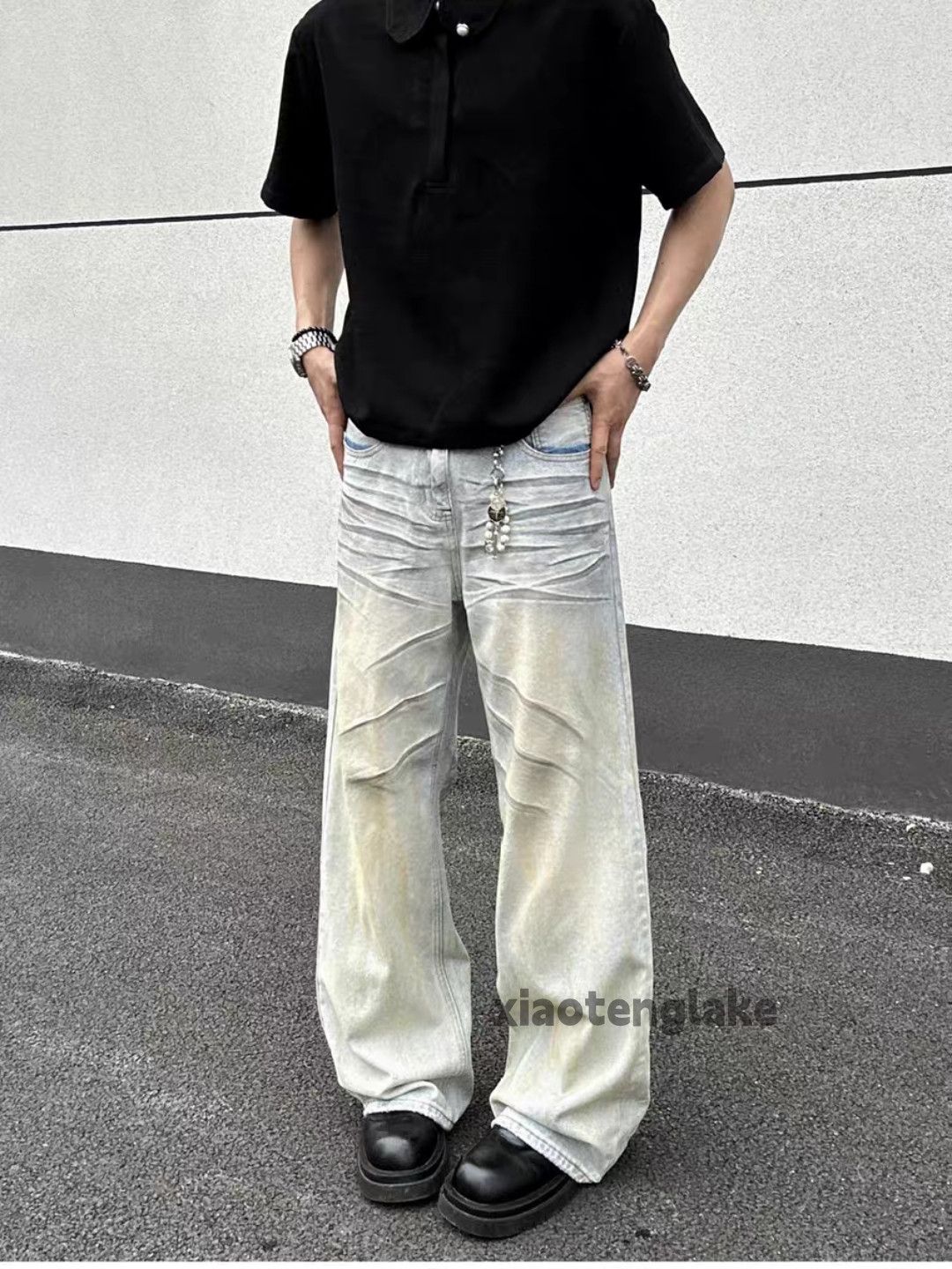 Jean xtl vintage washed faded punk grunge Stain paint jeans Size US 32 / EU 48 - 7 Thumbnail