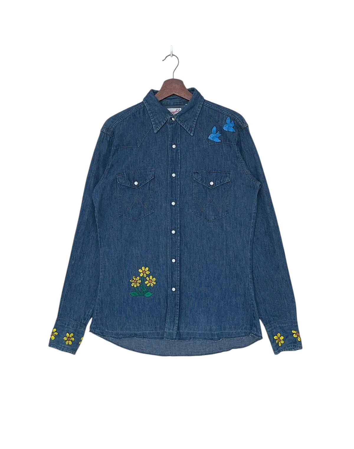 Vintage × Wrangler Vintage Brand Wrangler Sanforized Western Denim Shirt 1960s Size US M / EU 48-50 / 2 - 1 Thumbnail
