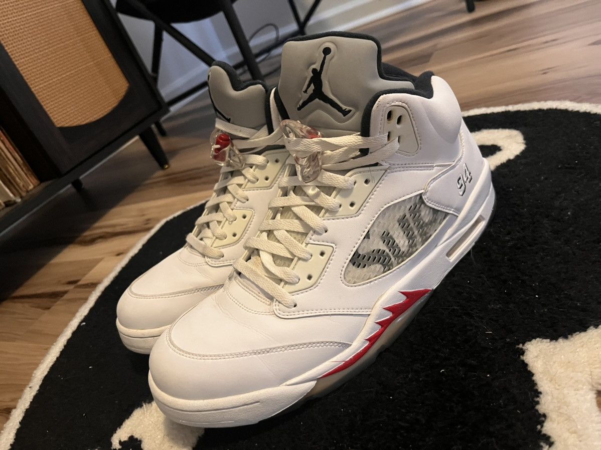 Jordan Brand Nike Supreme Size 14 Supreme x Air Jordan 5 Retro White Grailed