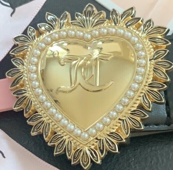 Juicy Couture Jeans Juicy Couture Faux Pearl Heart Black Faux Leather Belt Size ONE SIZE - 1 Thumbnail