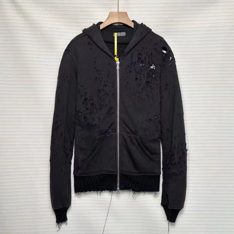 Amiri Distressed Zip Hoodie Jacket - dmc