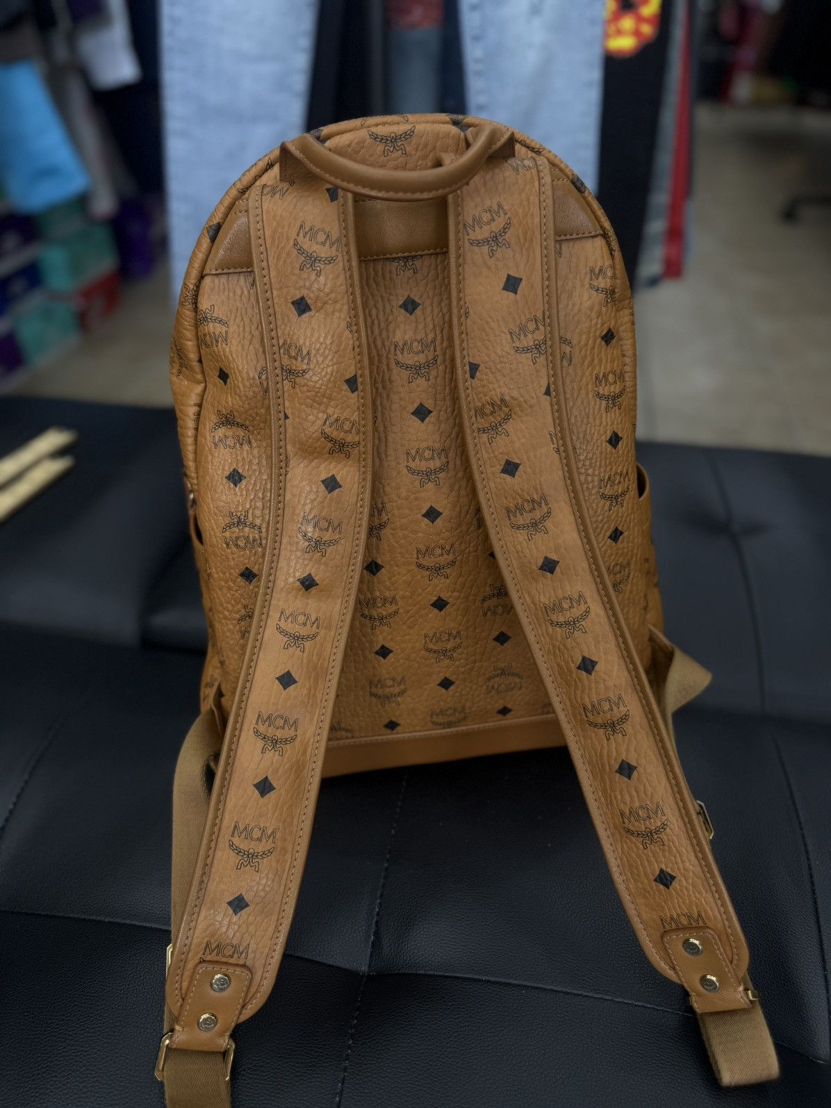 MCM MCM Classic Logo Brown Studs Large Backpack 🧼 Size ONE SIZE - 6 Thumbnail