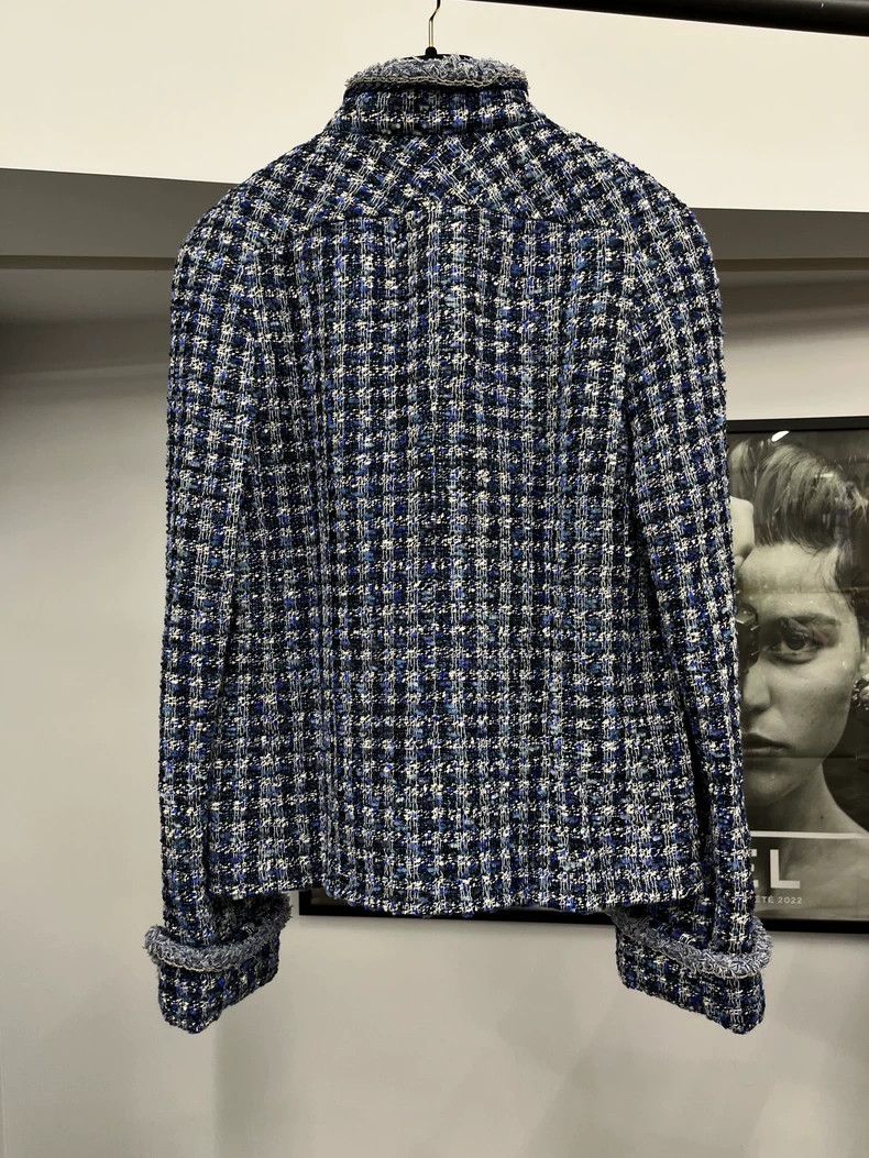 Chanel Chanel Blue stand-up collar diamond buckle jacket Size XXS / US 00 / IT 34 - 2 Thumbnail