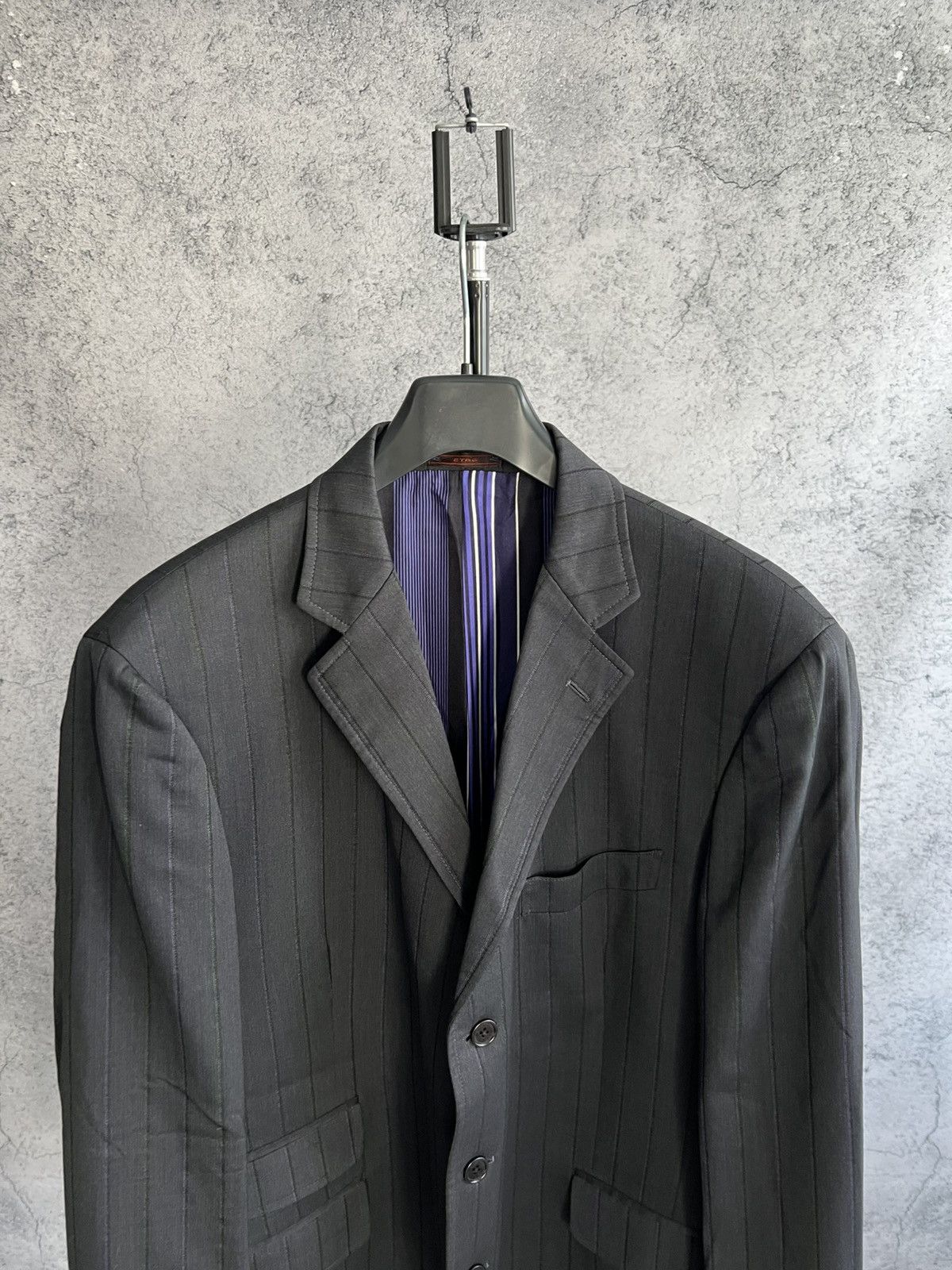 Etro Vintage Etro Milano Striped Blazer Classic Suit Wool Size 58 Size 50R - 3 Thumbnail