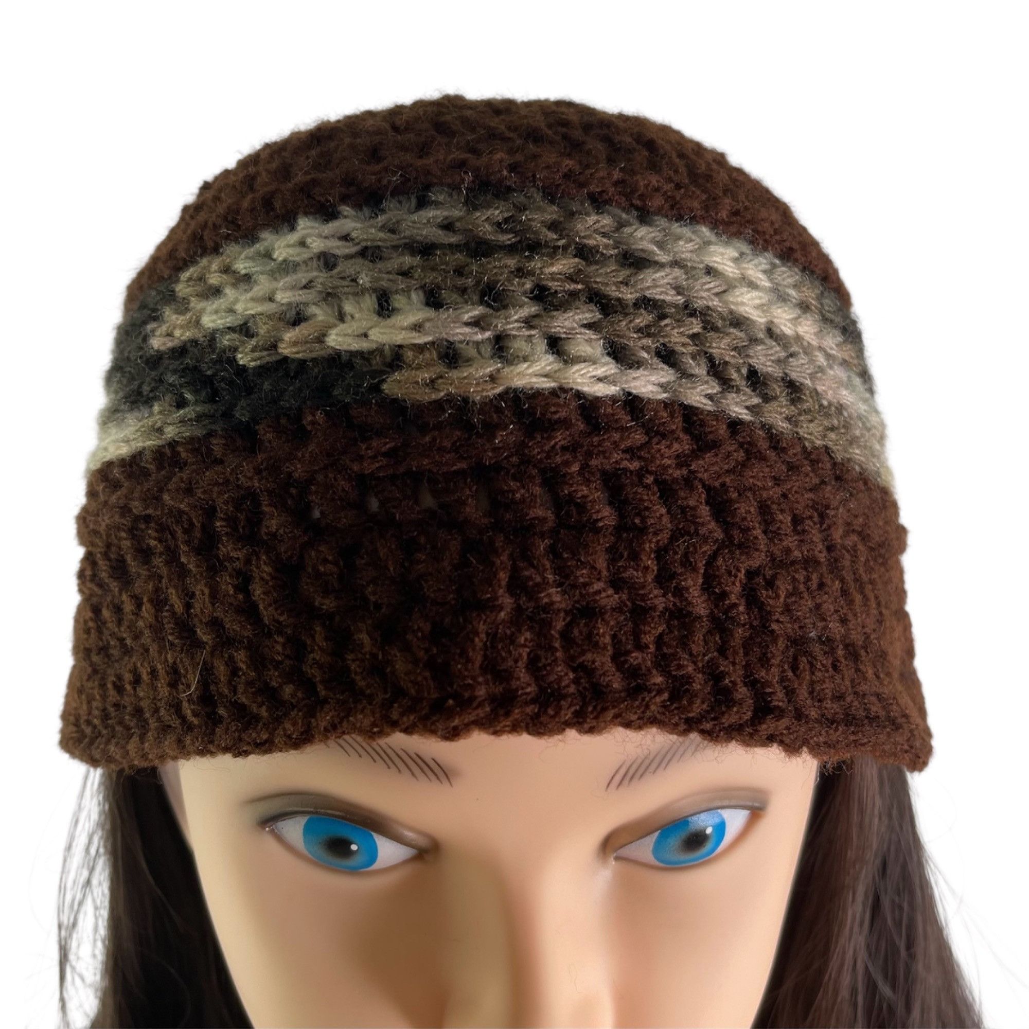Handmade Crochet Bucket Beanie Hat Granny Square Pattern Brown Handma Size ONE SIZE - 2 Thumbnail