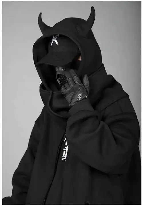 Anime × Japanese Brand Unisex sweatshirt with a hood little devil punk rock Size US L / EU 52-54 / 3 - 1 Thumbnail