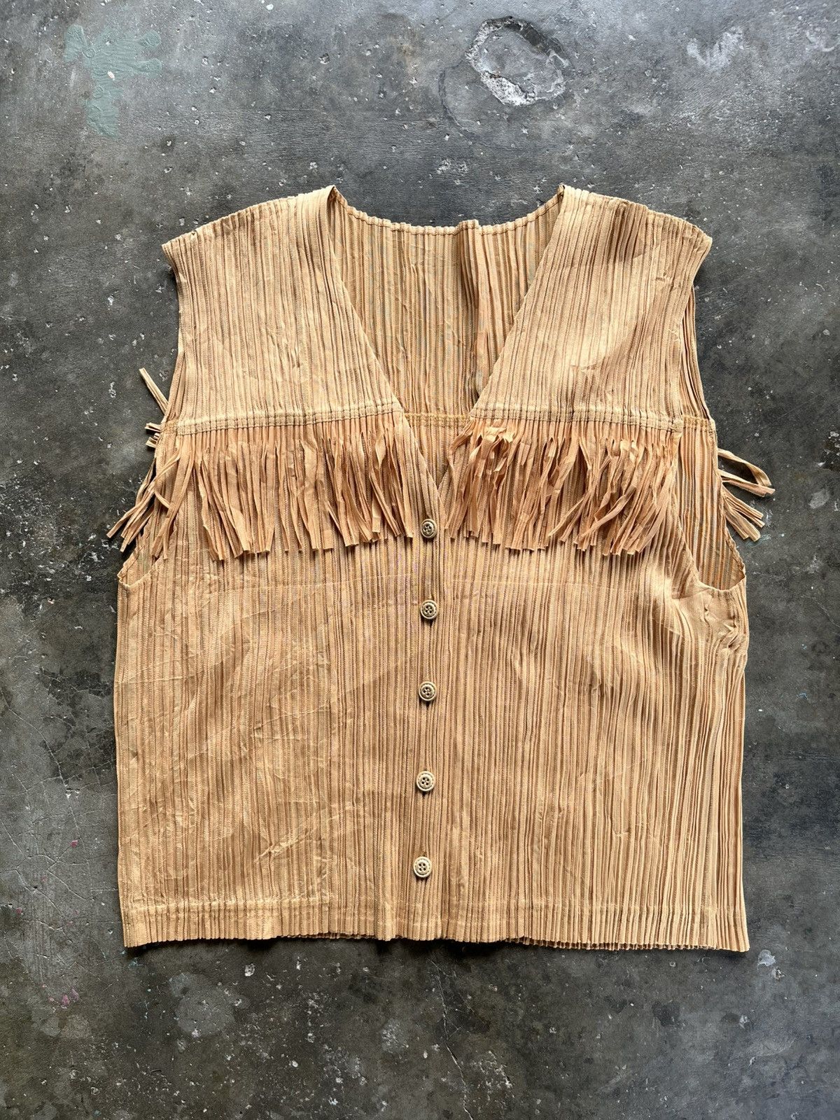 Pleats Please Issey Miyake PLEATS PLEASE Issey Miyake Fringe PP91 Wrinkles Vest Japan Size US M / EU 48-50 / 2 - 22 Thumbnail