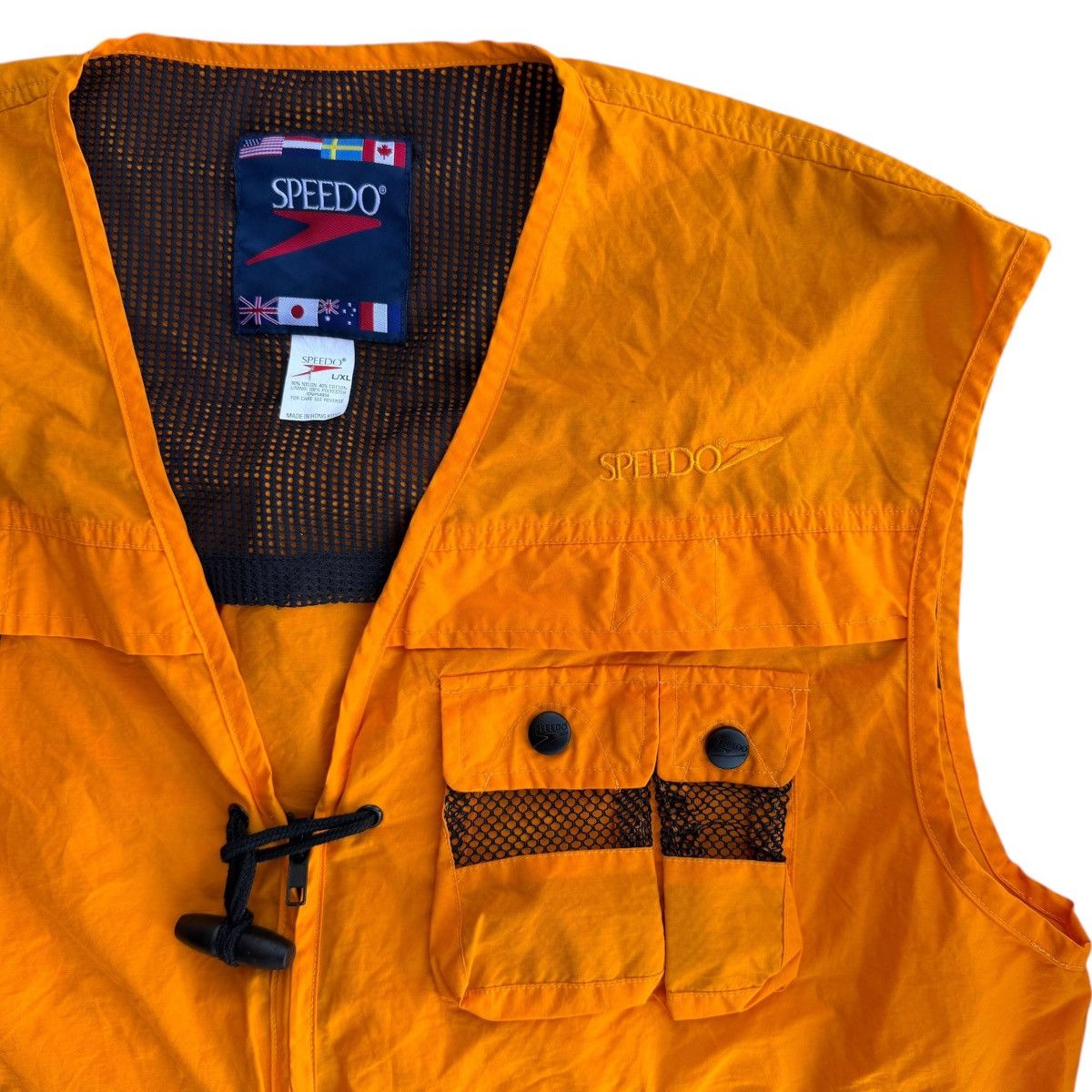 Speedo Vintage Speedo Vest Bright Orange Toggle Outdoor Activewear Size US L / EU 52-54 / 3 - 3 Thumbnail