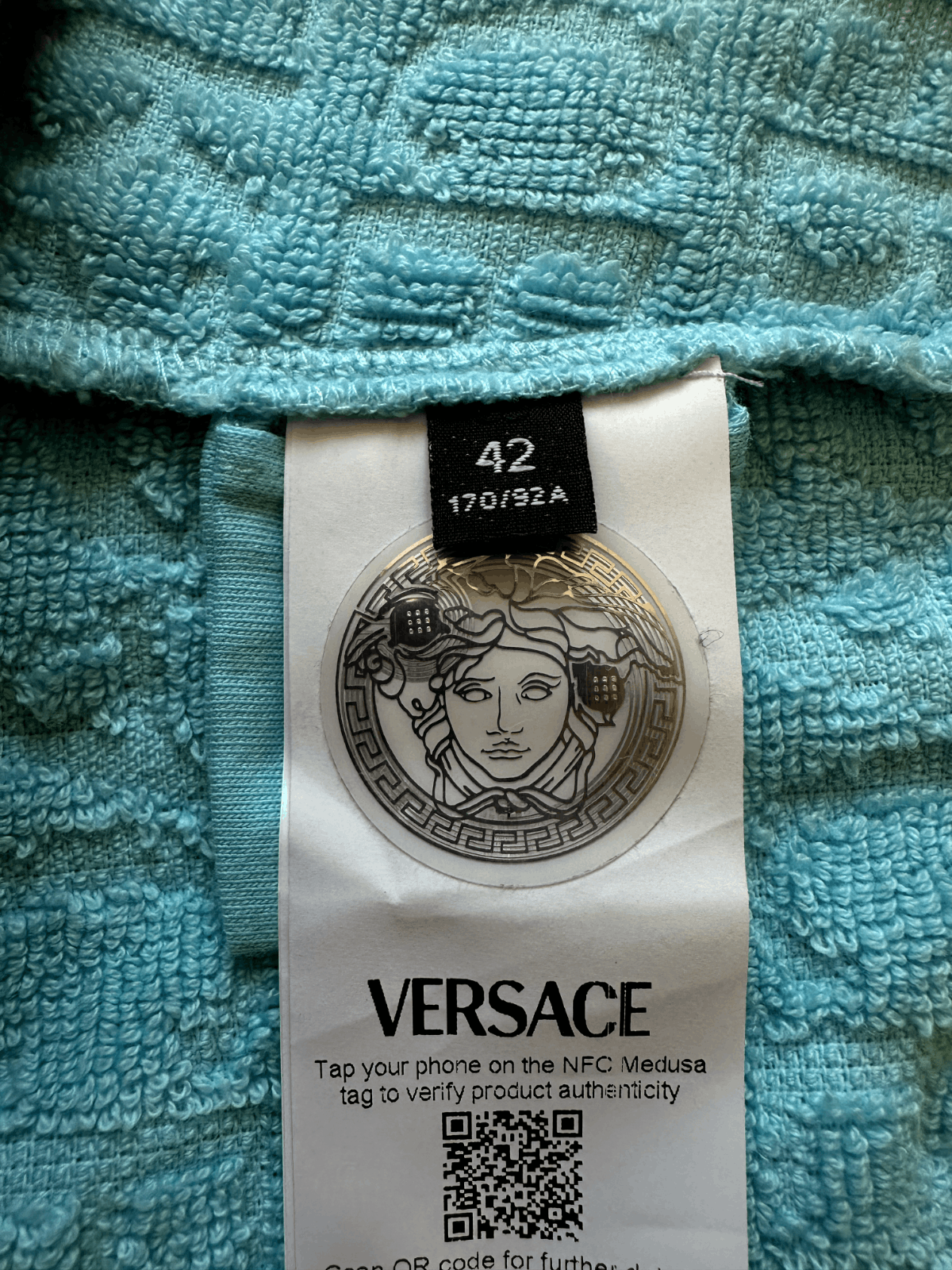 Versace Versace Allover Towel Hoodie Full Zip In Light Blue Retail Size M / US 6-8 / IT 42-44 - 6 Thumbnail