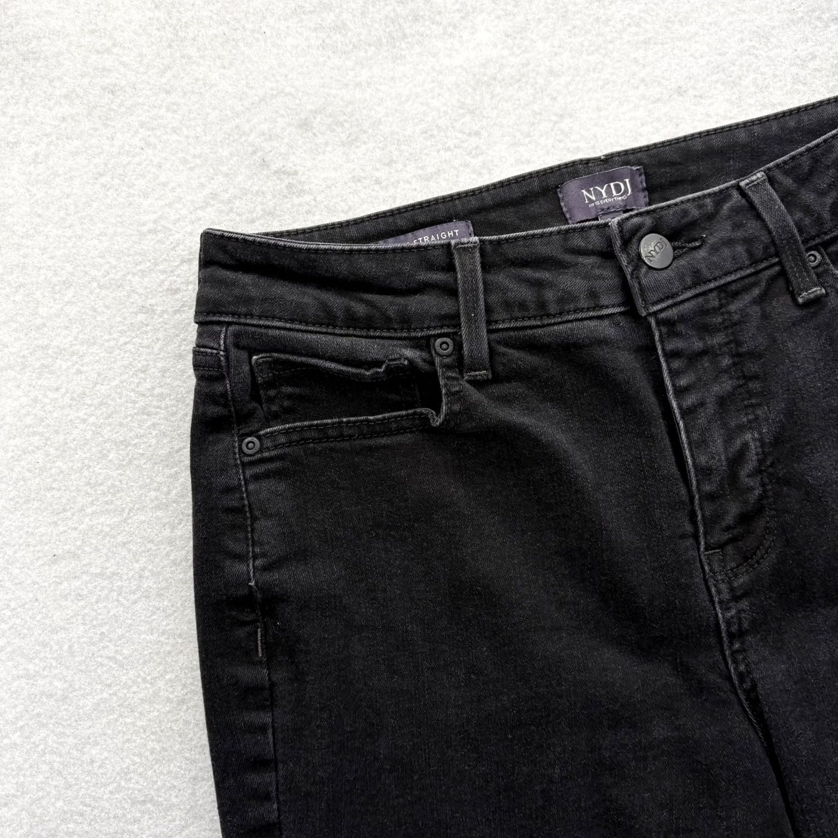 NYDJ NYDJ Marilyn Straight Jeans Womens Size 10 Black Mid Rise Stretch Shaping Size 32" / US 10 / IT 46 - 2 Thumbnail