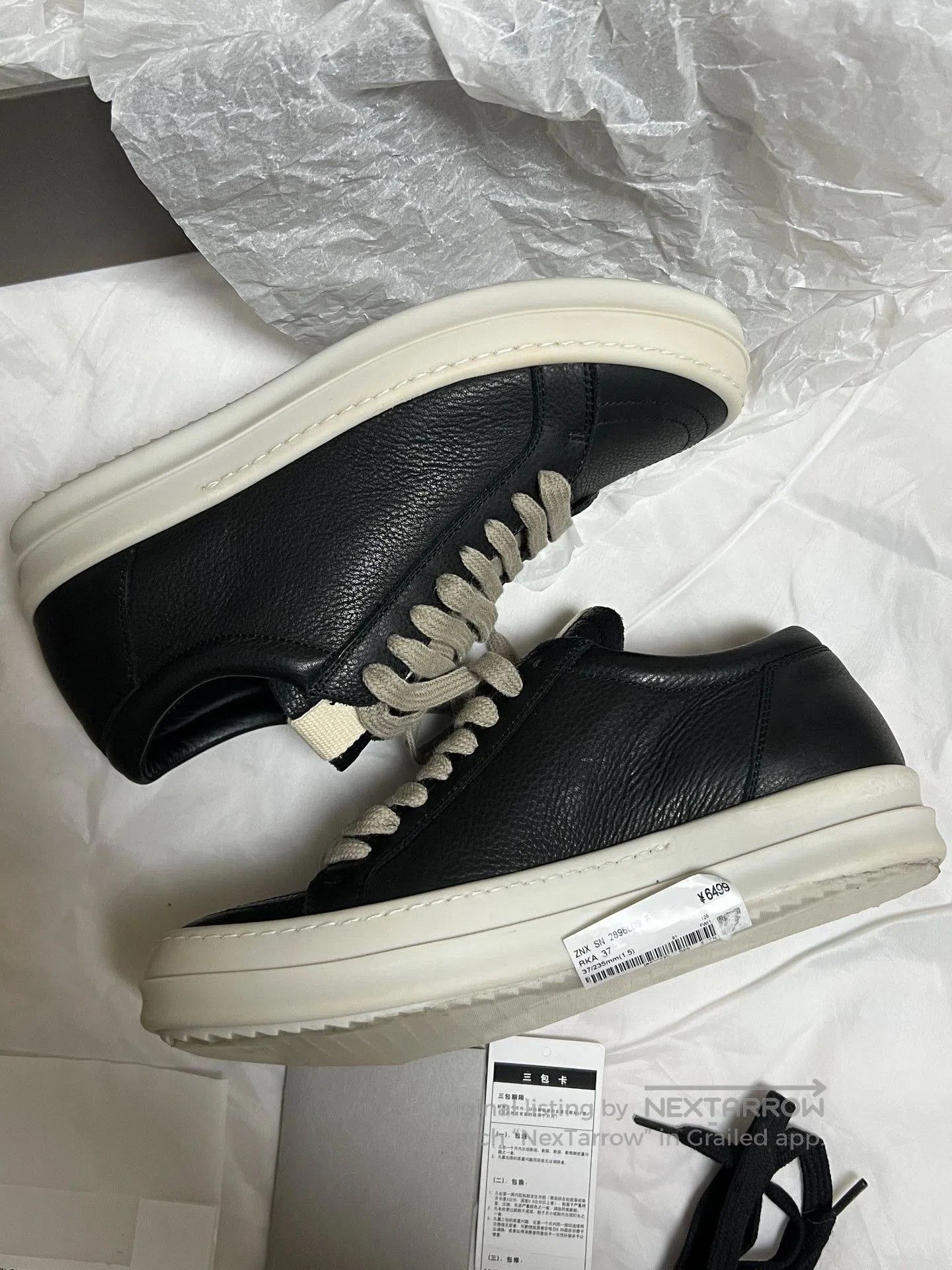 Rick Owens Rick Owens Main Line Black Leather Low. Size US 6 / IT 36 - 3 Thumbnail