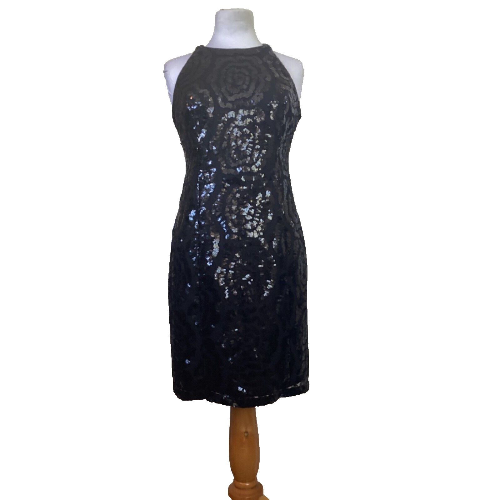 Calvin Klein 💋 CALVIN KLEIN BLACK SEQUINED HALTER COCKTAIL DRESS - SZ 4 Size S / US 4 / IT 40 - 2 Thumbnail