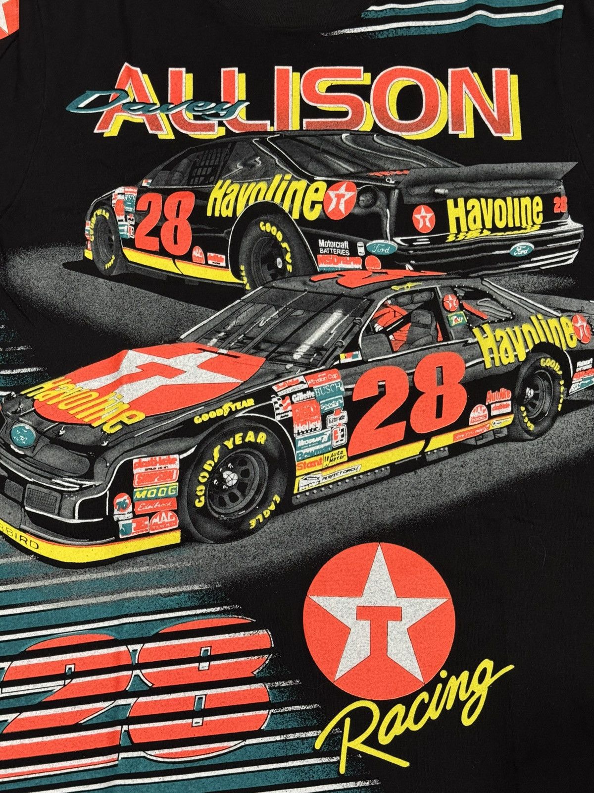 NASCAR Vintage 1990 Davey Allison #28 Havoline Racing T-Shirt MINT Size US L / EU 52-54 / 3 - 5 Thumbnail