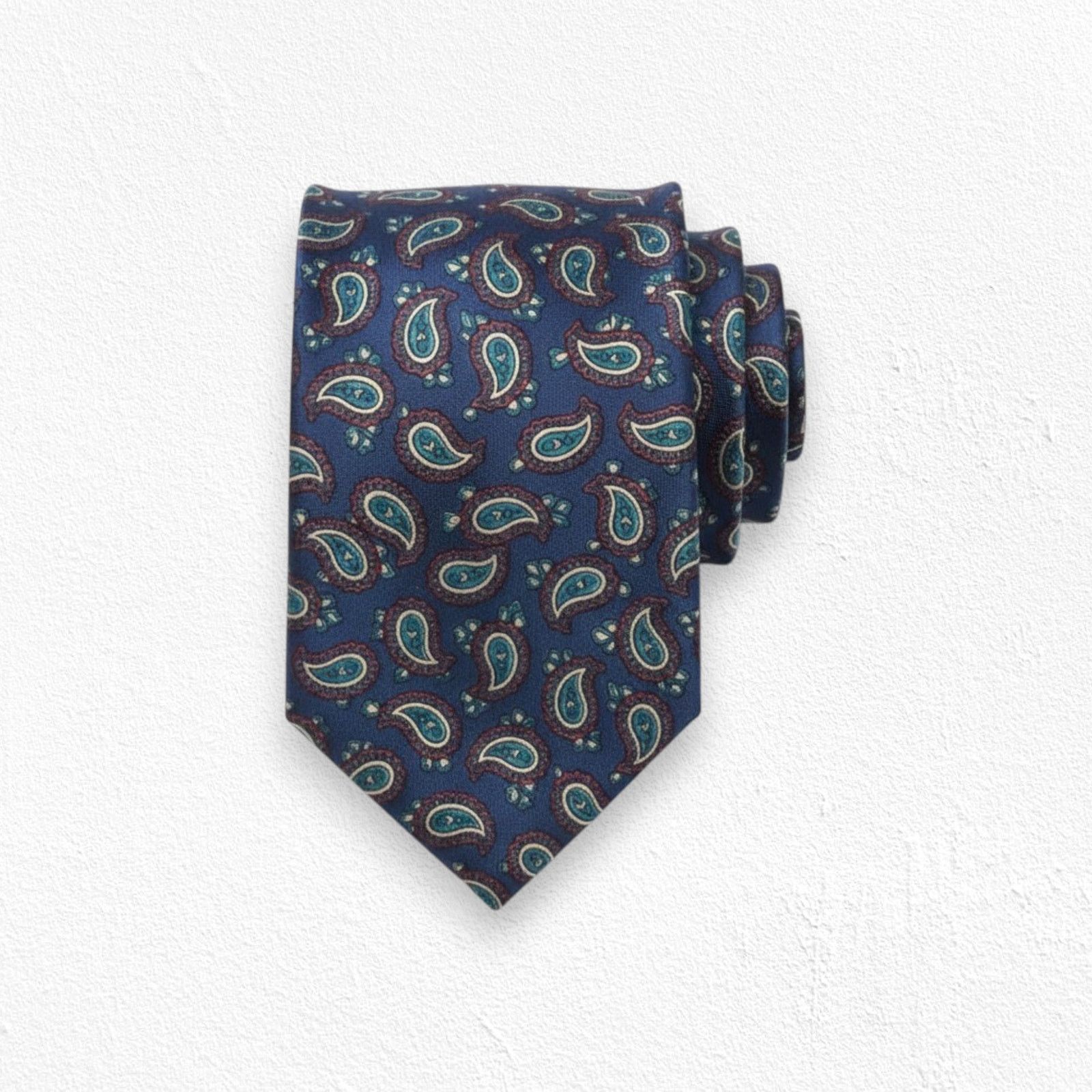 Vintage Vintage Navy Paisley Print 80s London Neck Tie Size ONE SIZE - 1 Thumbnail