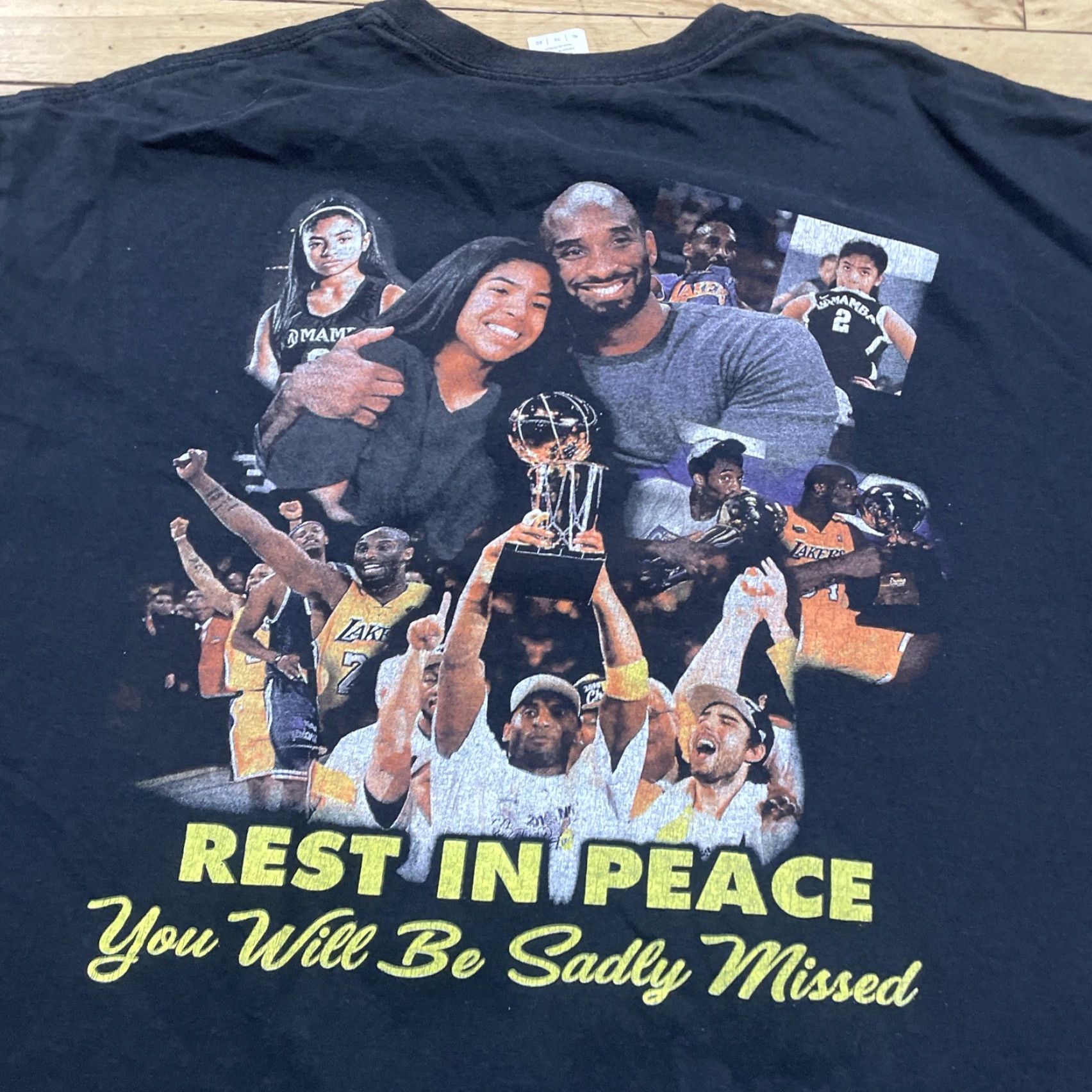 Gildan Kobe Bryant x Gigi Rest in Peace Men T-shirt Unisex Black Tee Basketball Gildan XL Short Sleeve Crew Neck 100% Cotton Graphic Print Shirt Mens Size US XL / EU 56 / 4 - 4 Thumbnail