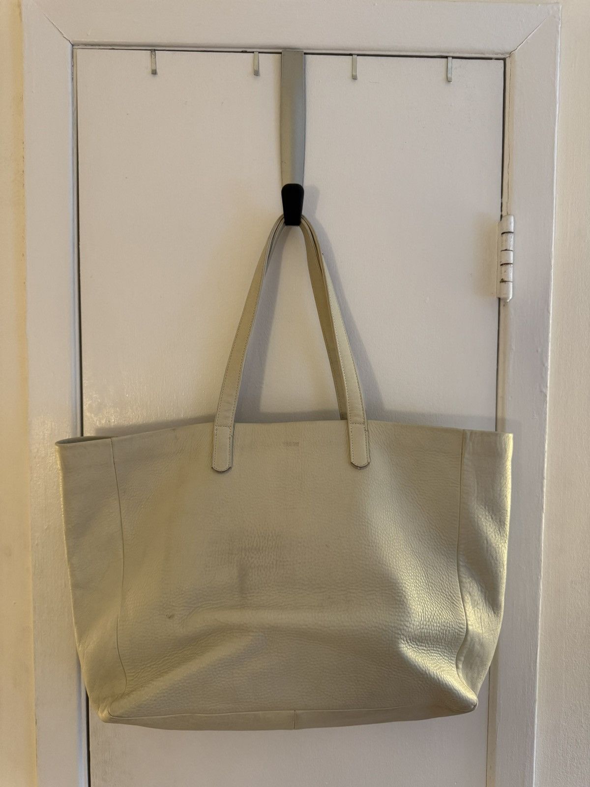 Baggu Baggu Tote Bag Ivory Natural Milled Leather Double Handle Size ONE SIZE - 1 Thumbnail