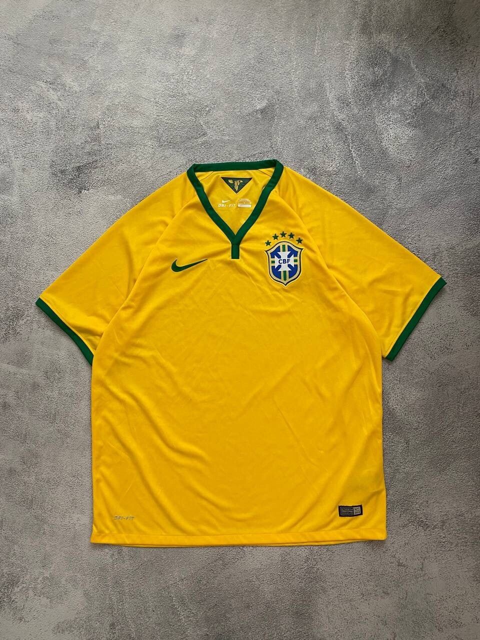 Pre-owned Nike X Soccer Jersey Vintage Nike Brazil Distressed Soccer Jersey In Yellow