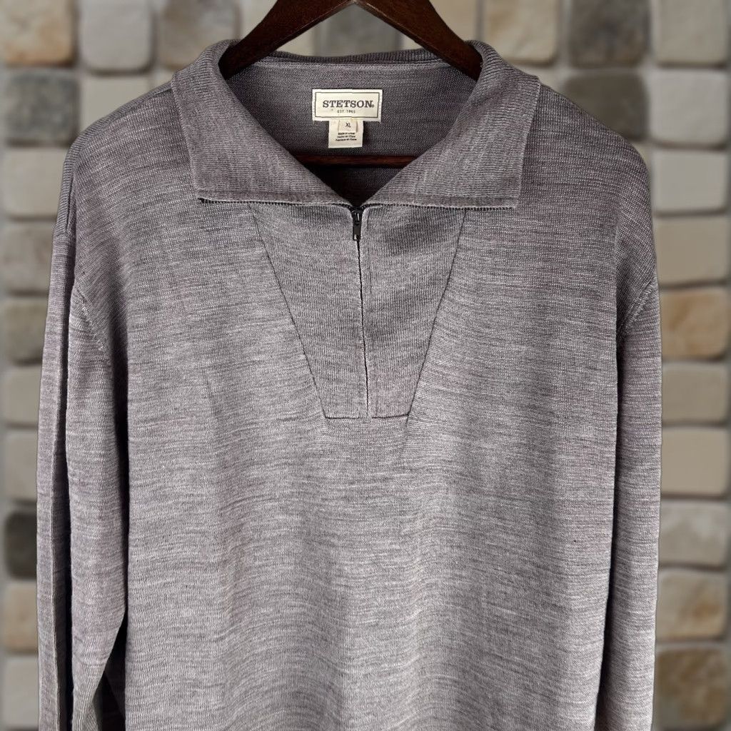 Stetson Stetson Western 1/4 Zip Sweater Mens XL Acrylic Merino Wool Brown Elbow Patch Mens XL Brown Western Pullover Size US XL / EU 56 / 4 - 1 Thumbnail