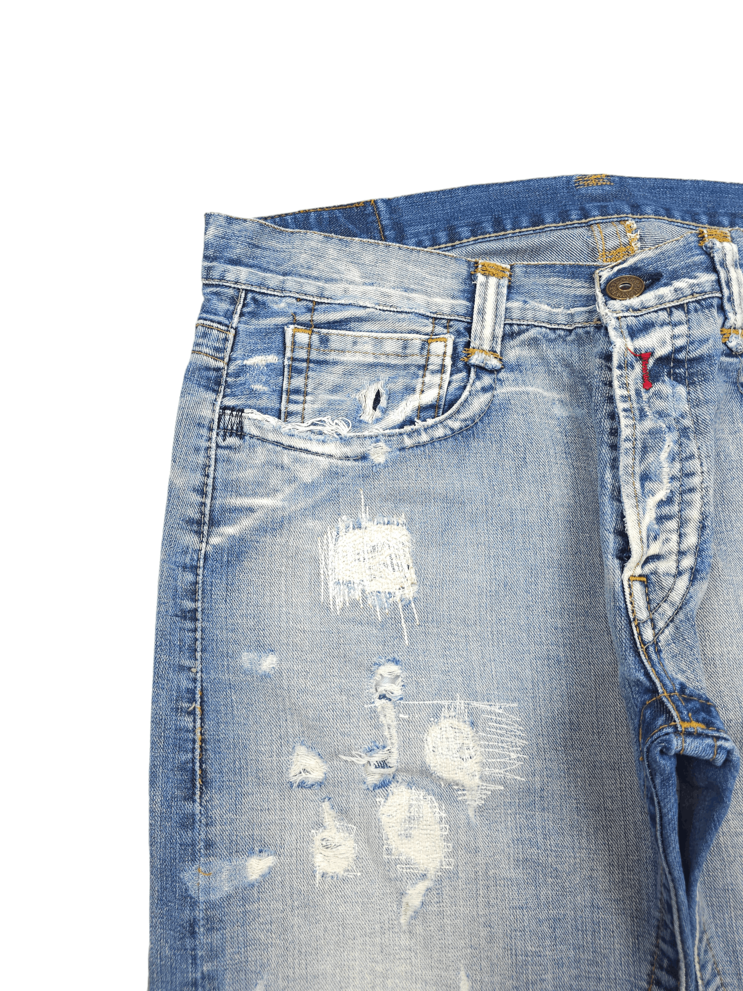 Japanese Brand × Vintage 💎 Size 34/30 Crazy Y2K Ripped Washed Distressed Denim Jeans Size US 34 / EU 50 - 7 Thumbnail
