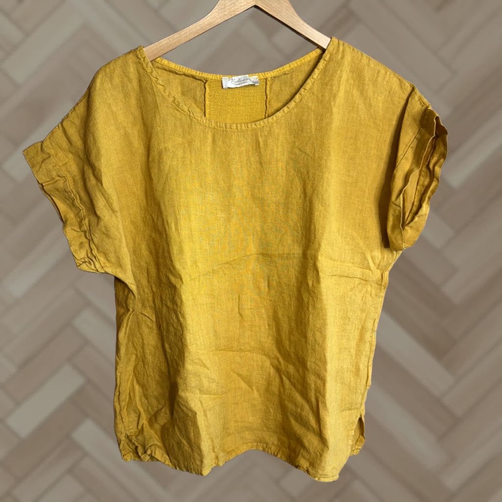 Vintage Bellambra Yellow Oversized Linen Blouse Womens Medium Italy Coastal Casual Size M / US 6-8 / IT 42-44 - 1 Thumbnail