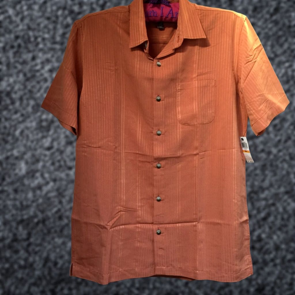 van heusen orange dress shirt Van Heusen Orange Red Men's Button Down Dress