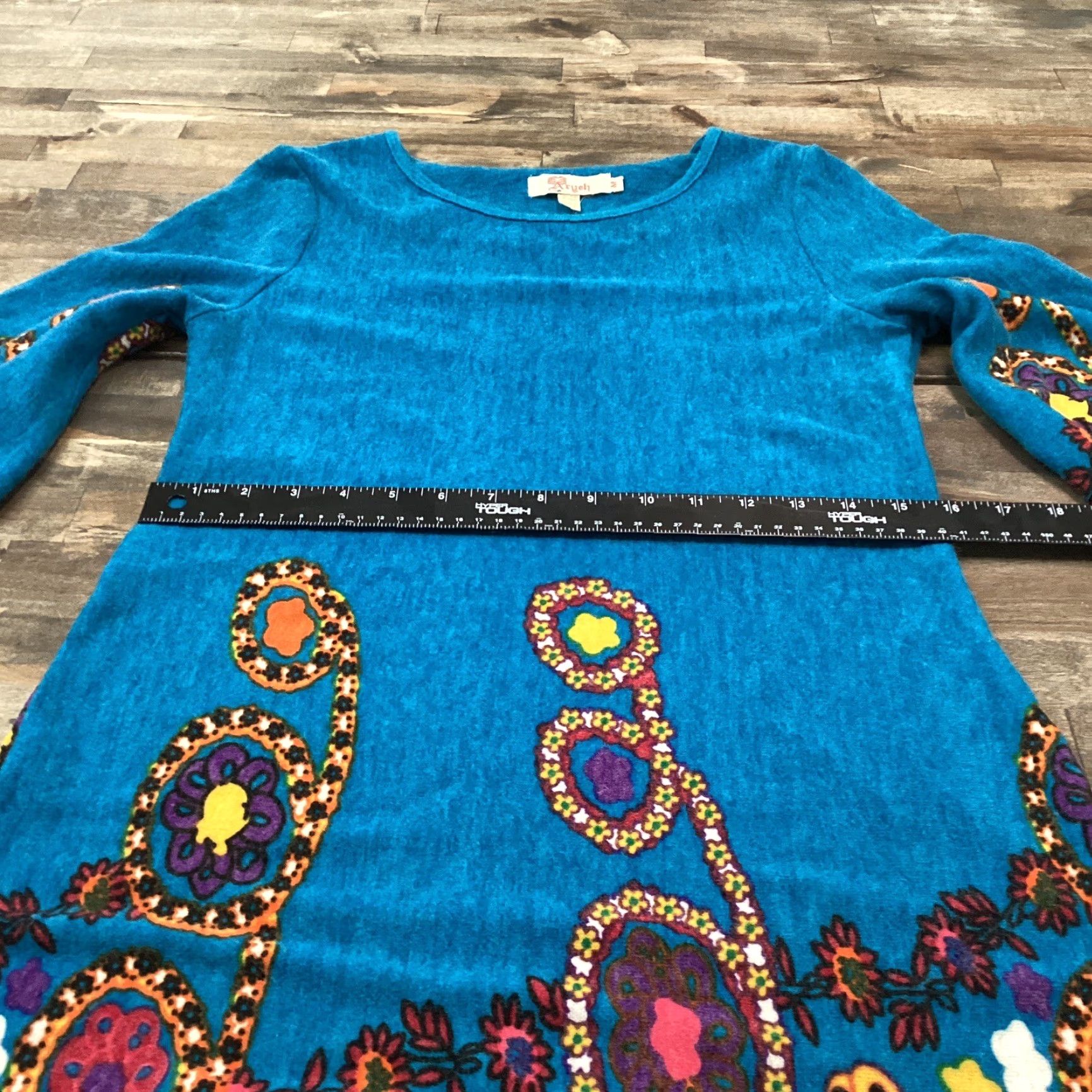 Anthropologie Aryeh Anthropologie Sweater Dress Women M Blue Flowers Flare Sleeve Boho Retro Knee Length Knit Pullover Size M Blue Womens Dress } Size M / US 6-8 / IT 42-44 - 7 Thumbnail