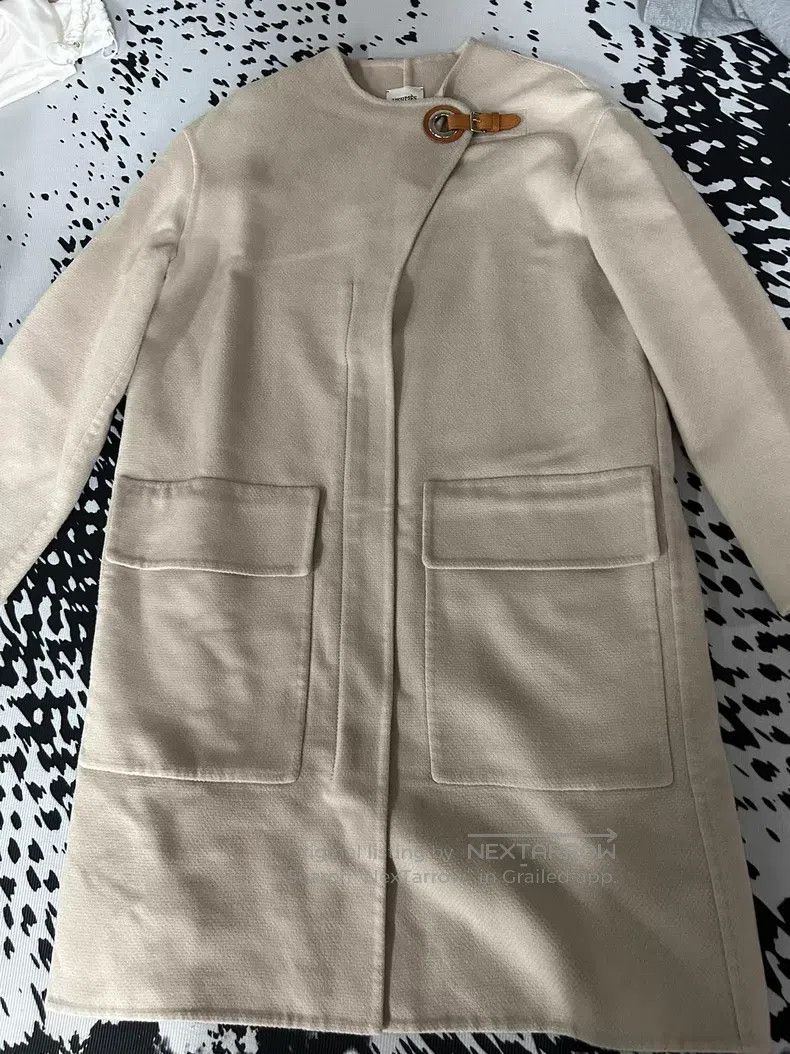 Hermes Hermes Grayish beige leather buttoned cashmere coat Size XS / US 0-2 / IT 36-38 - 1 Thumbnail