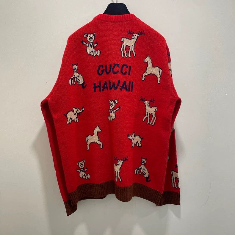 Gucci Gucci Red wool zoo knitted cardigan sweater 2501-Nextarrow Size US XL / EU 56 / 4 - 2 Thumbnail