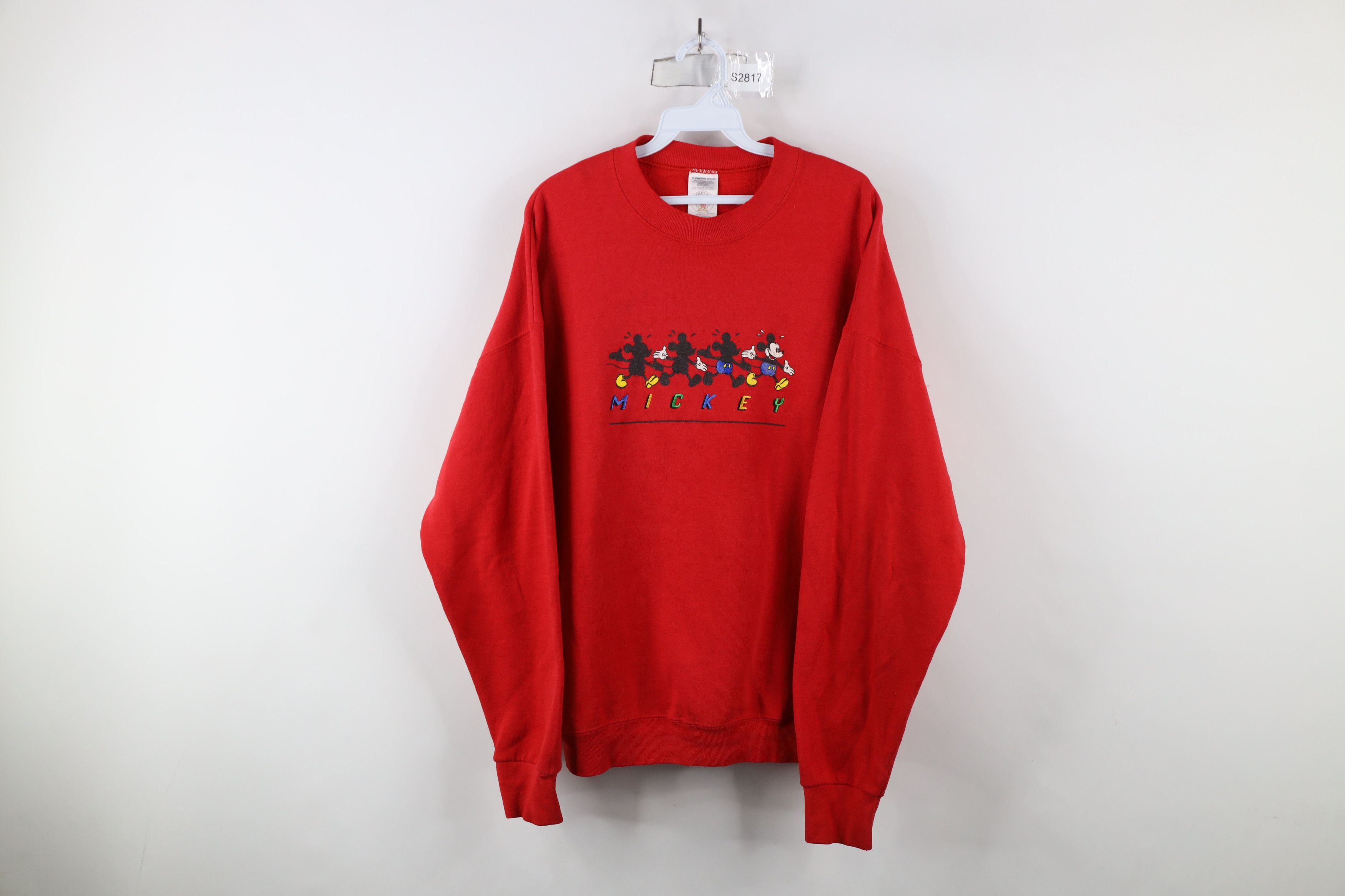 Disney × Vintage Vintage 90s Disney Mickey Mouse Crewneck Sweatshirt Red USA Size US XL / EU 56 / 4 - 1 Thumbnail