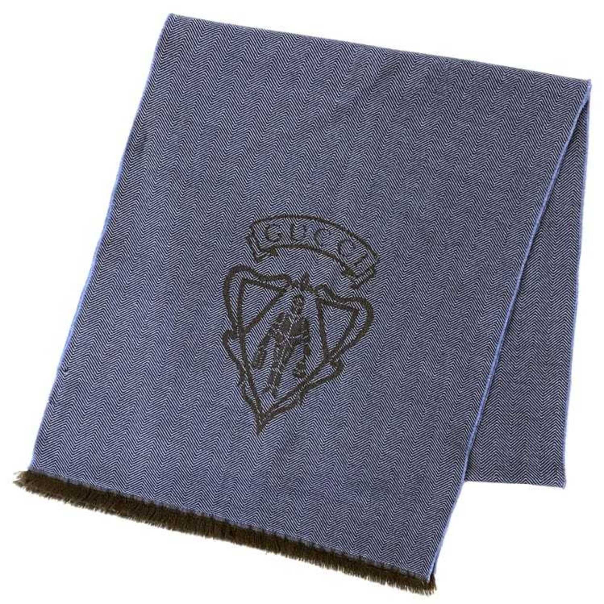 Gucci Gucci scarf ec-22490 navy brown hysteria wool GUCCI embroidered women men fashion Size ONE SIZE - 1 Thumbnail