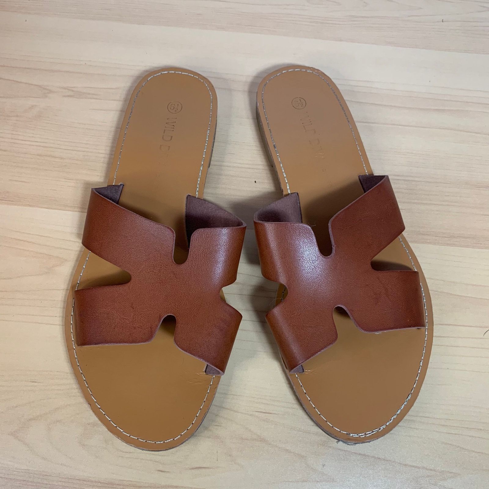 Other Women's Faux Leather Brown Slip-On Sandals Size 6.5 Size US 6.5 / IT 36.5 - 5 Thumbnail