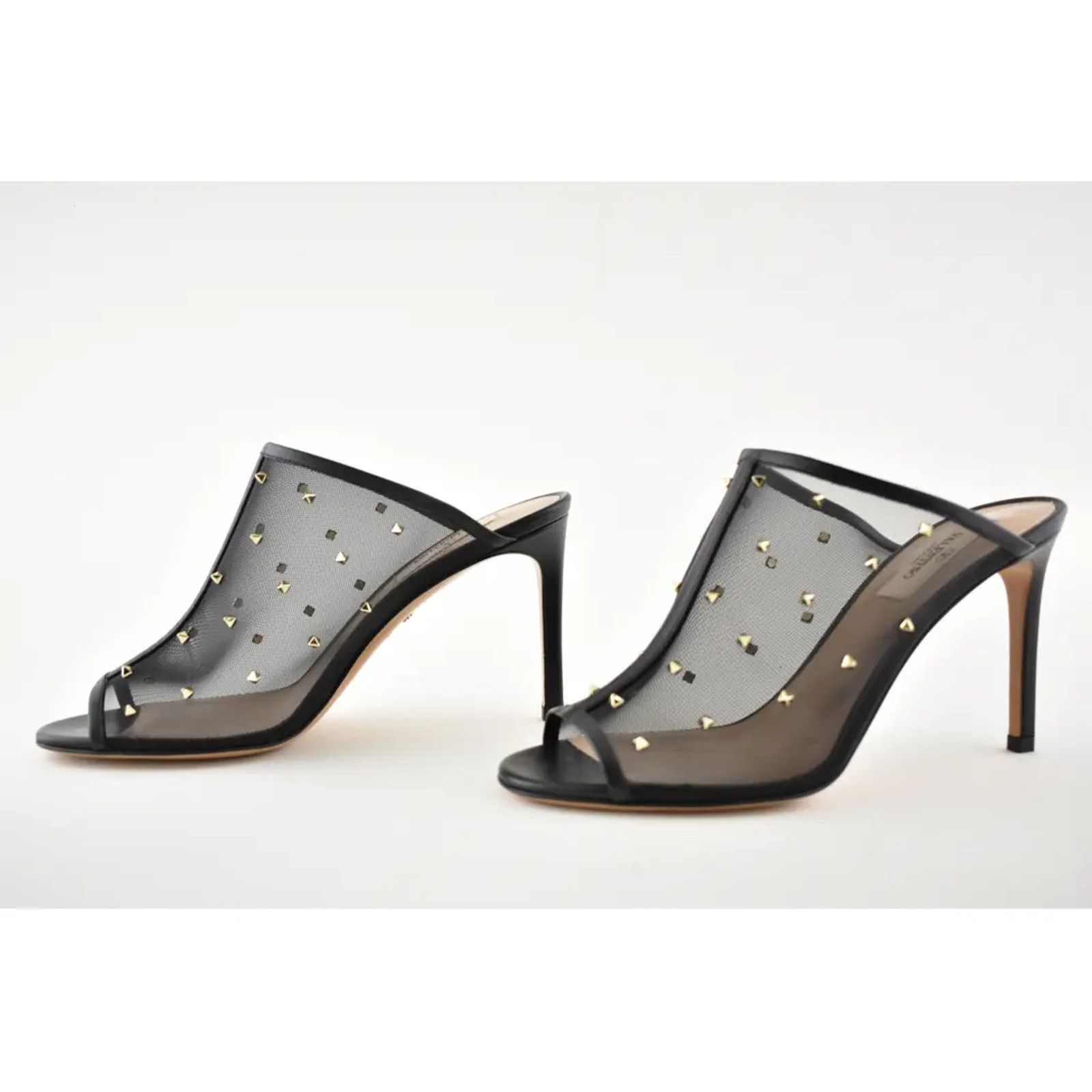 Valentino Valentino Rockstud Black Shining Mesh Mule Slide Backless Size US 6.5 / IT 36.5 - 8 Thumbnail