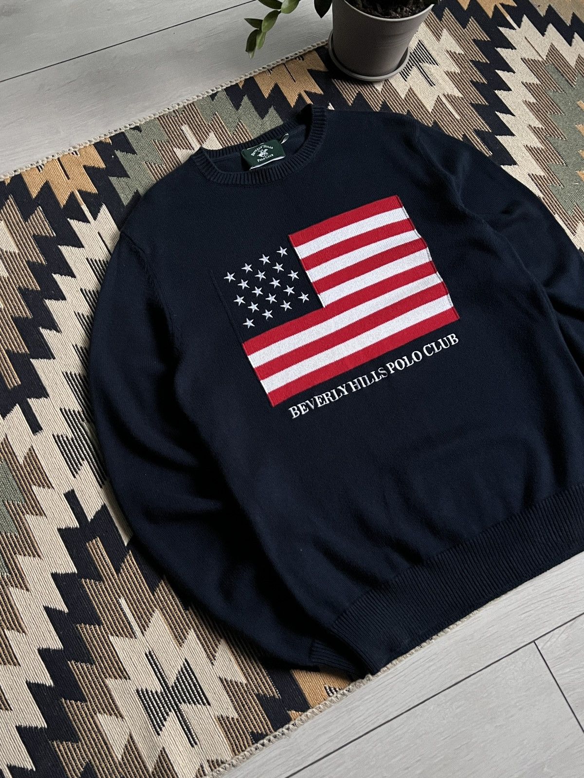 Beverly Hills Polo Club Beverly Hills US Flag Crew Neck Knit Sweater Size US M / EU 48-50 / 2 - 2 Thumbnail