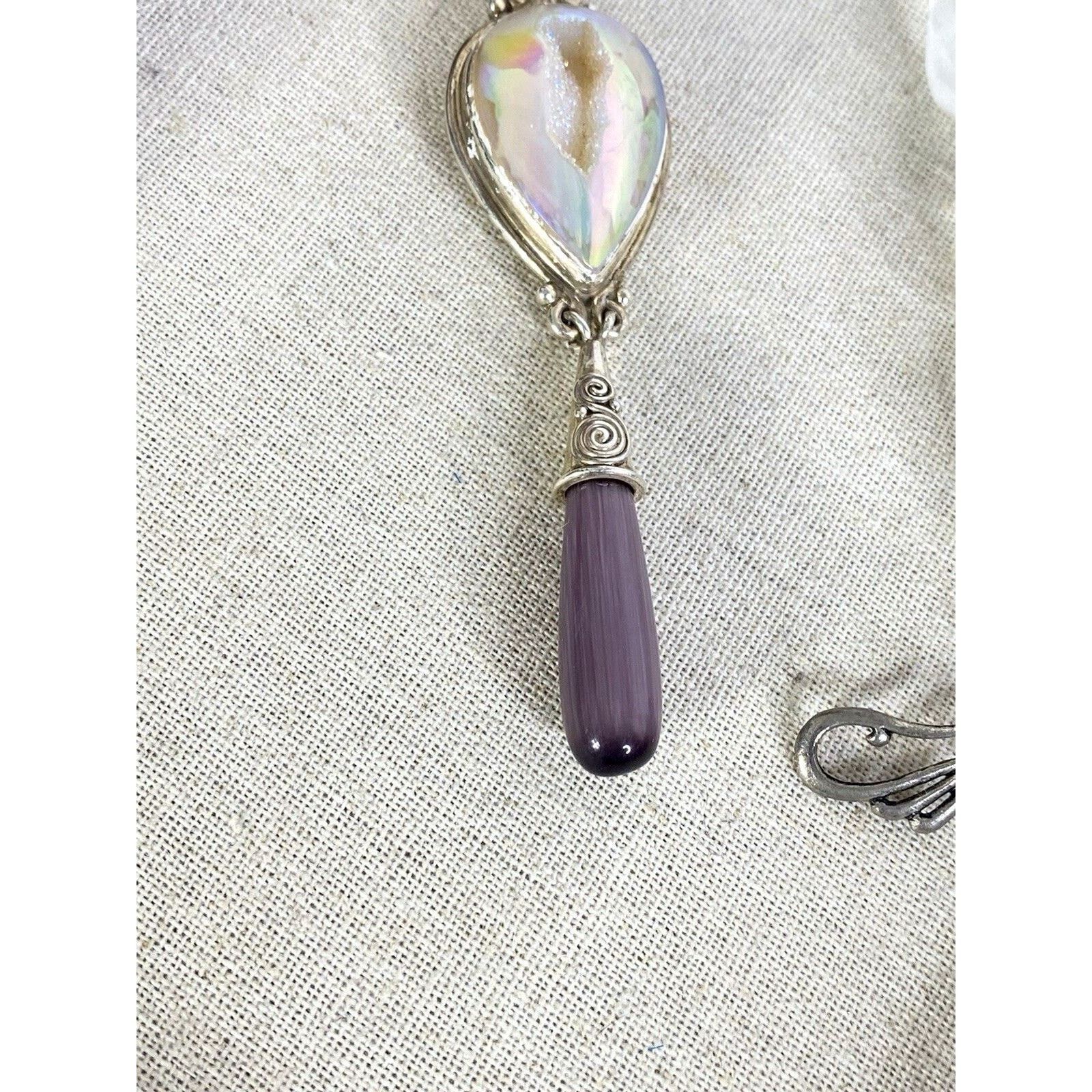 The Unbranded Brand SAJEN 925 STATEMENT PURPLE Catseye & DRUZY QUARTZ NECKLACE Size ONE SIZE - 9 Thumbnail