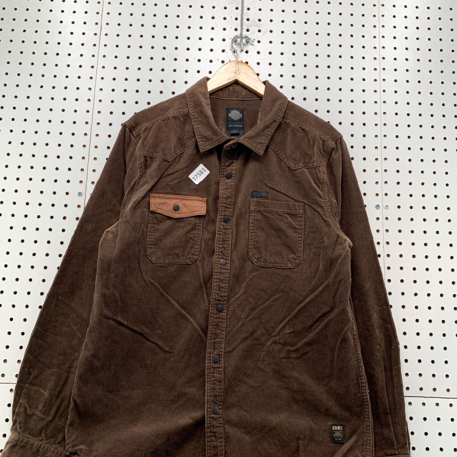 Harley Davidson VINTAGE Harley-Davidson Brown Corduroy Button-Up Shirt Men Large Padded Long Sleeve Motorcycle Size US L / EU 52-54 / 3 - 3 Thumbnail