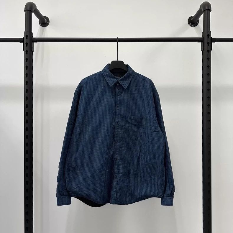Balenciaga size 38 SS21 chest pocket embroidered logo plaid