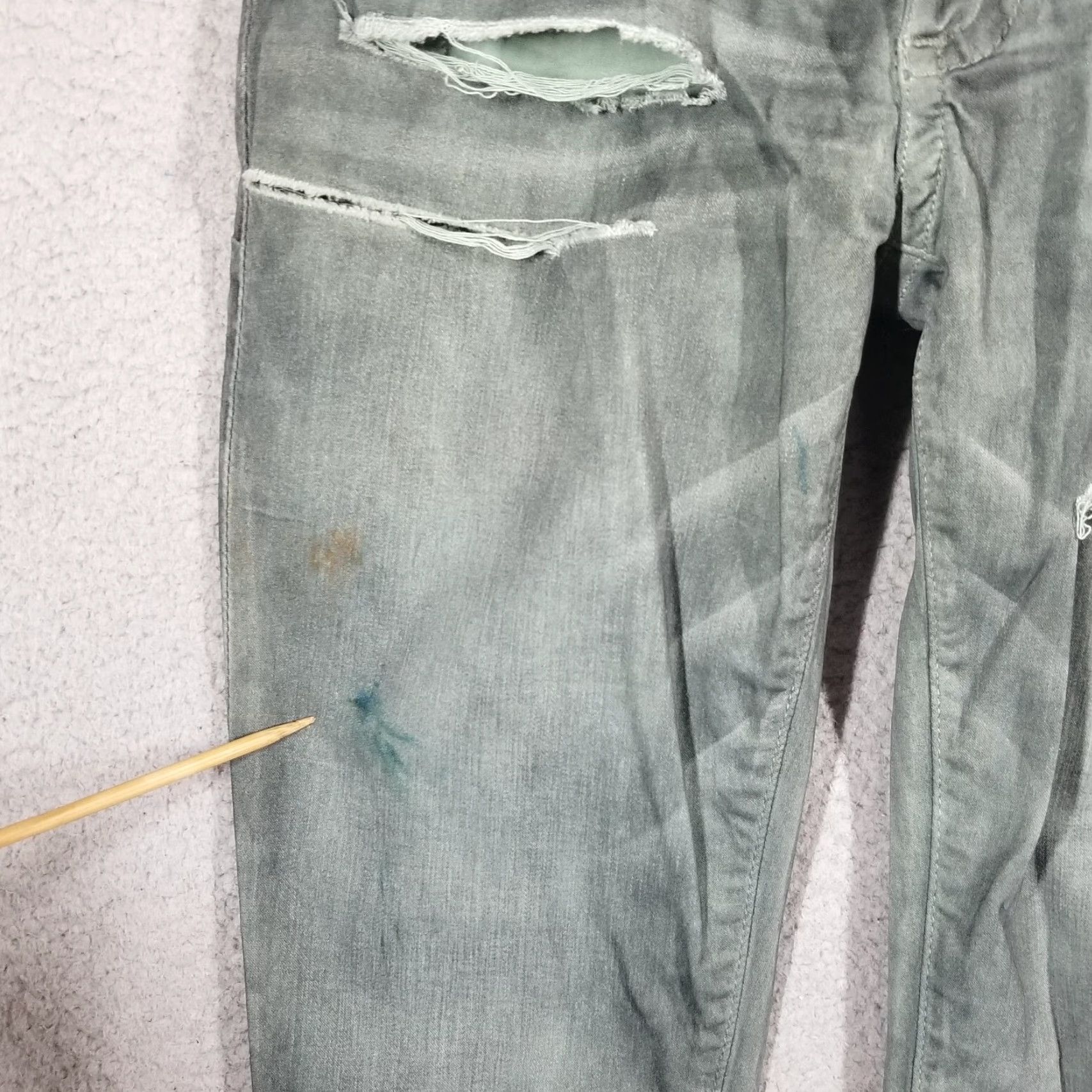 Vintage VINTAGE Robin's Jeans Women's Skinny Fit 28 Green Denim Grunge 90s Distressed Slim Boyfriend Size 28" / US 6 / IT 42 - 4 Thumbnail