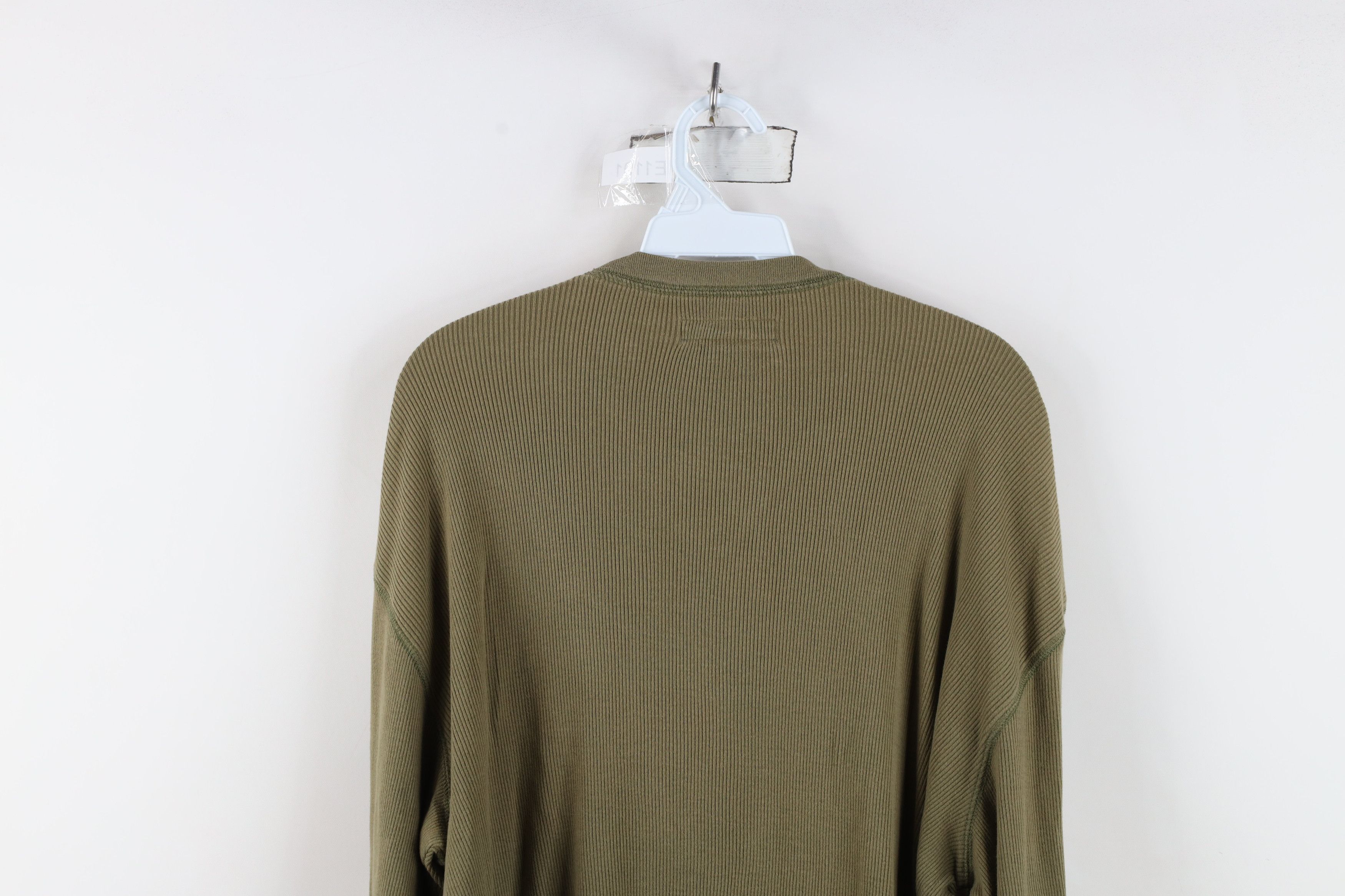 Vintage Vintage 90s Streetwear Ribbed Knit Henley T-Shirt Green Size US L / EU 52-54 / 3 - 11 Thumbnail