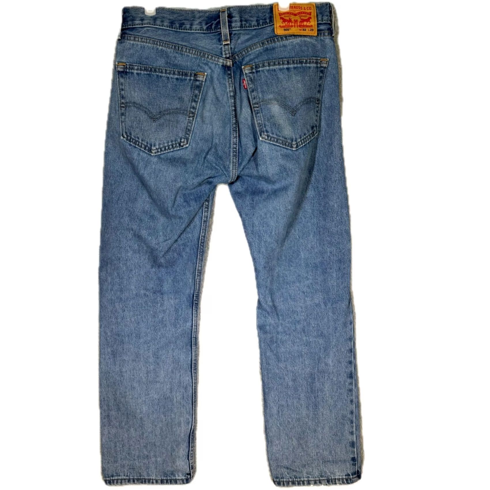 Levi's Levi’s 505 Jeans Men’s 32x30 Blue Denim Stretch Mid Rise Straight Leg Jeans Size US 32 / EU 48 - 2 Thumbnail