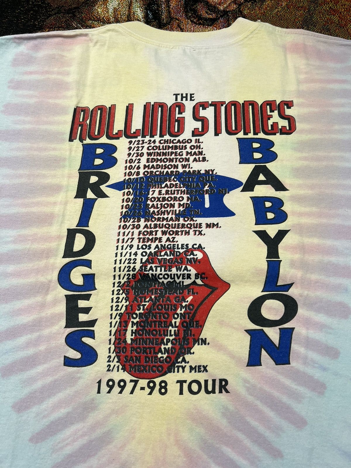 Vintage 1995 Vintage Rolling Stone Tie Dye Tee Size US XL / EU 56 / 4 - 2 Thumbnail