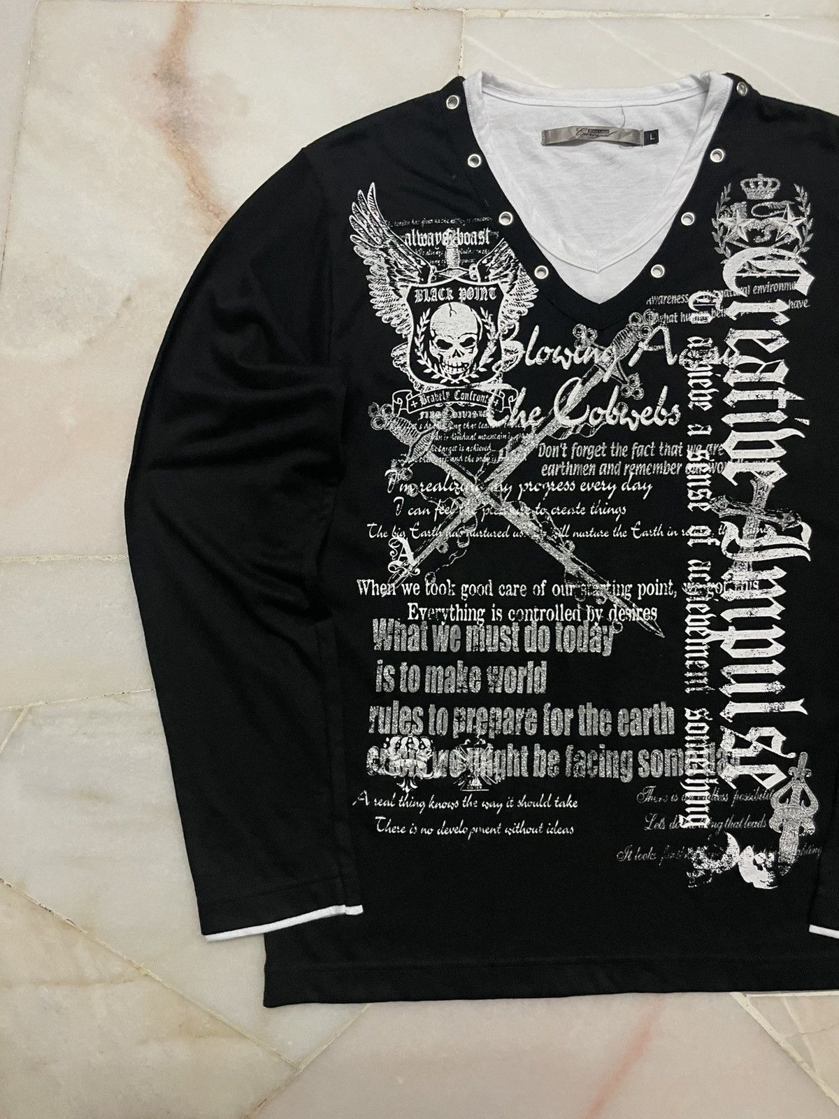 Seditionaries 💥 Black Label England Poem Gothic Punk VTshirt Double Layer Size US L / EU 52-54 / 3 - 2 Thumbnail