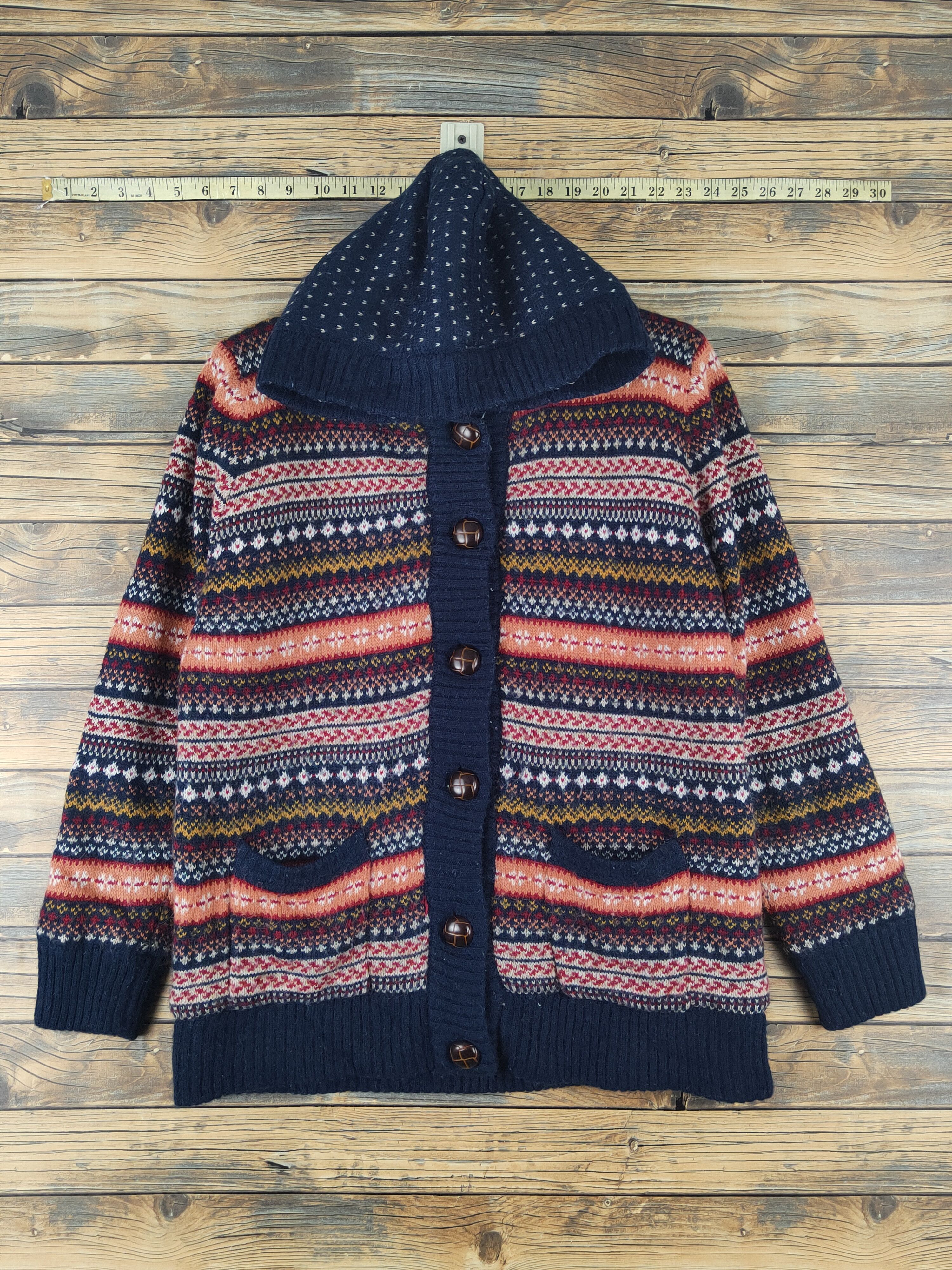 Japanese Brand Flow and Fixture Navy Knitwear Hoodie Sweaters #W1220 Size M / US 6-8 / IT 42-44 - 1 Thumbnail