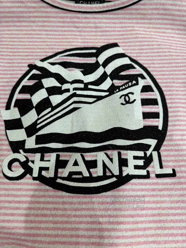 Chanel Chanel Pink striped short-sleeved T-shirt Size XS / US 0-2 / IT 36-38 - 3 Thumbnail